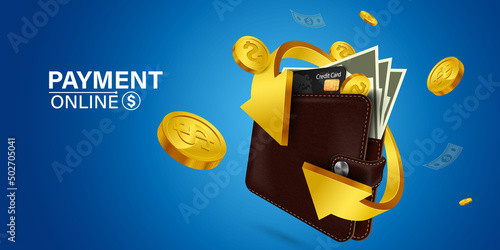 Cash back, money saving vector concept with dollar coins, wallet, arrows, credit card.Guarantee bonus program finance sticker. Online shopping, cash back sale offer emblem,Cash back service, financial