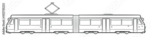 Long city tram vector stock illustration.