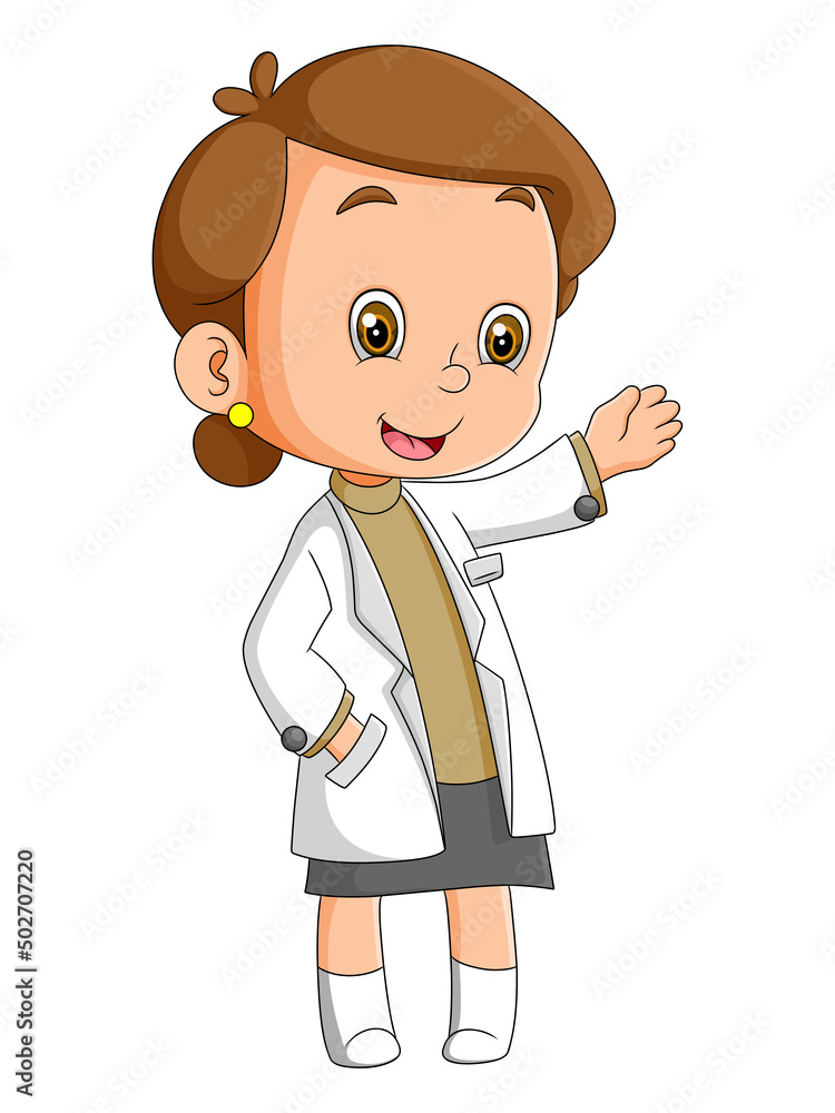 The beautiful doctor is pointing her patient to the room The beautiful doctor is pointing her patient to the room