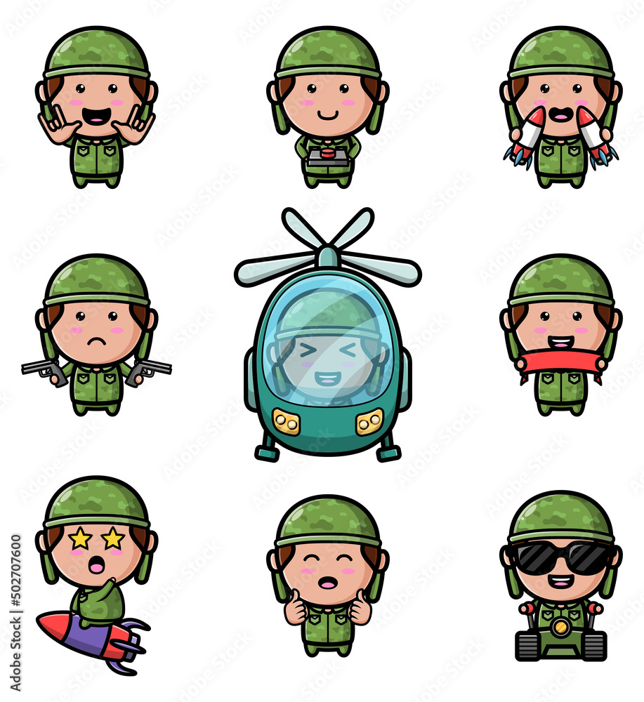 The strong army ready for war of mascot bundle set The strong army ready for war of mascot bundle set