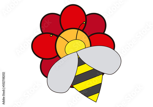 Icono de una abeja sobre una flor. 