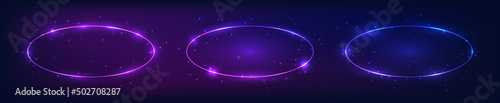 Set of neon frames with shining effects