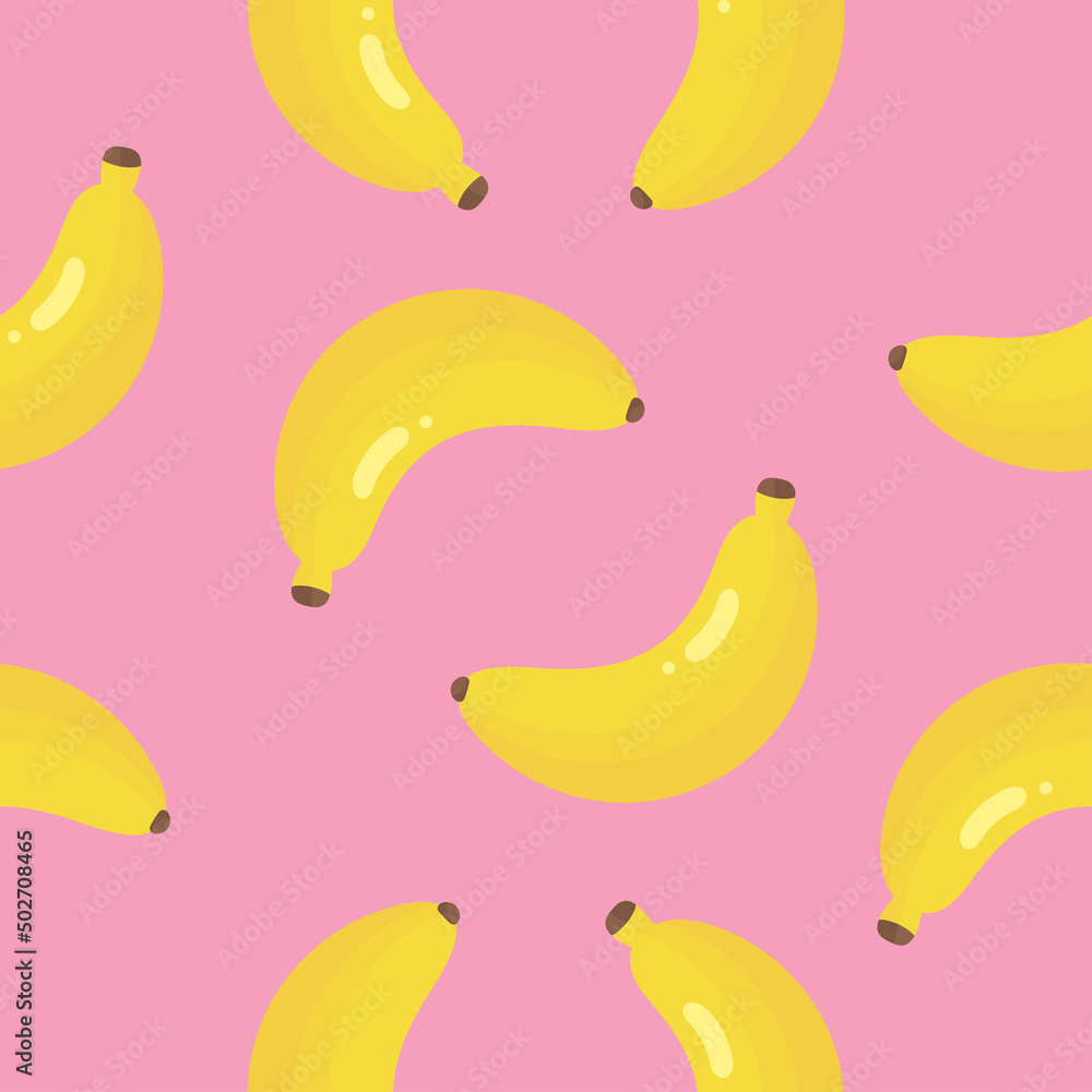 Seamless Pattern with Banana. Vector illustration. For greeting card, posters, banners, the card, printing on the pack, printing on clothes, fabric, wallpaper.
