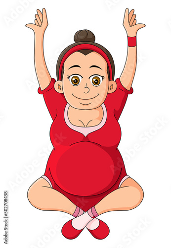 The pregnant mother is doing the yoga