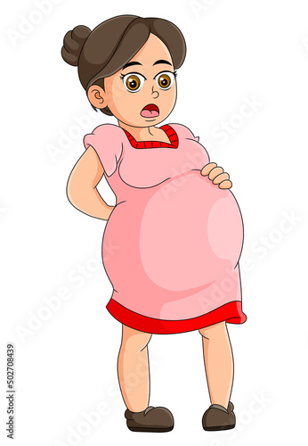 The pregnant mother is feeling the contraction