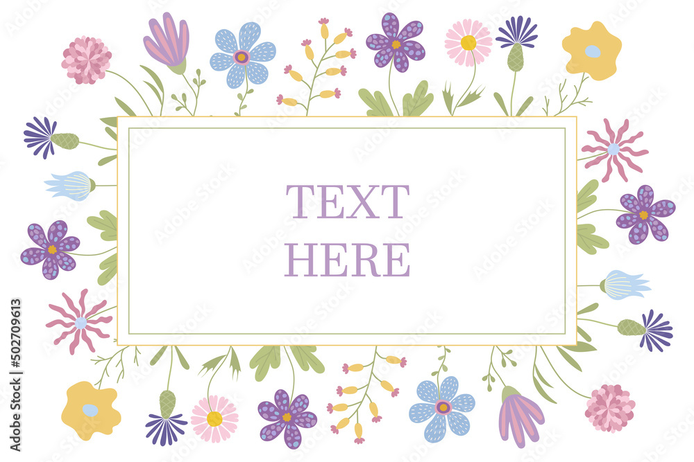 Rectangular flower frame with space for text