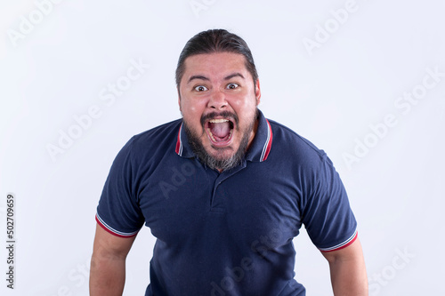 Slika na platnu An enraged stocky man in his 30s screams in extreme rage