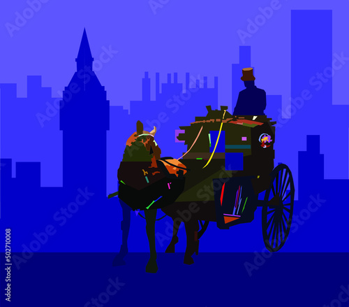 carriage +‎ horse, carriage (classifier, vehicle) A carriage that is towed by a horse, there are two-wheeled and four-wheeled vehicles.