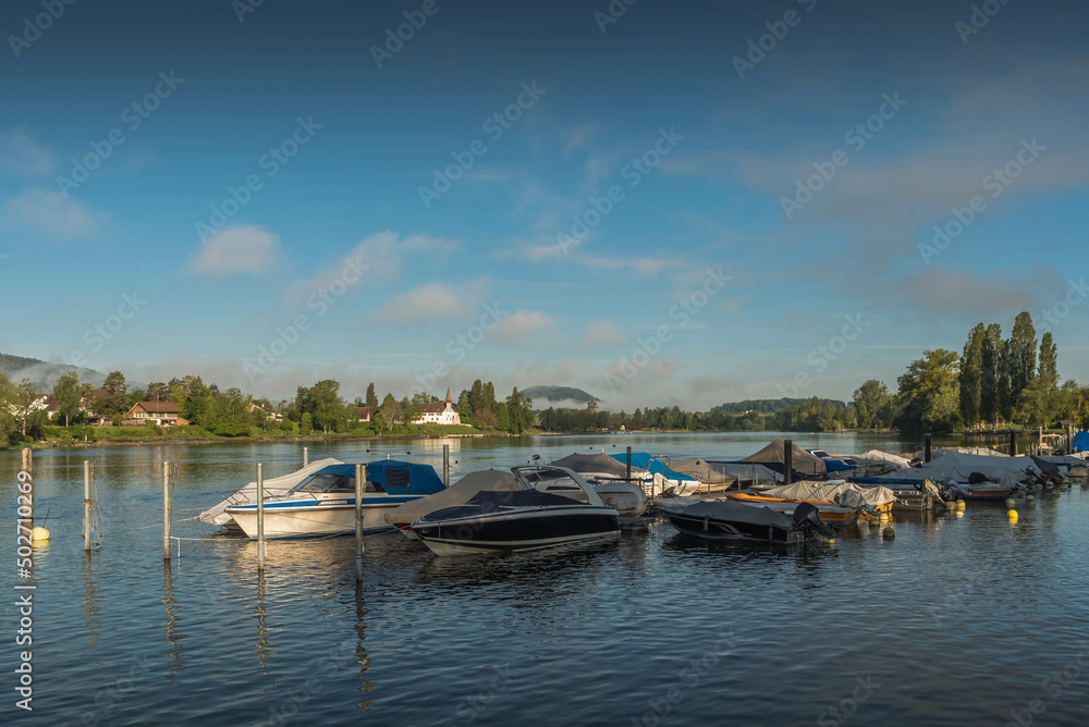 Boats on the Rhine, Stein am Rhein, Canton Schaffhausen, Switzerland