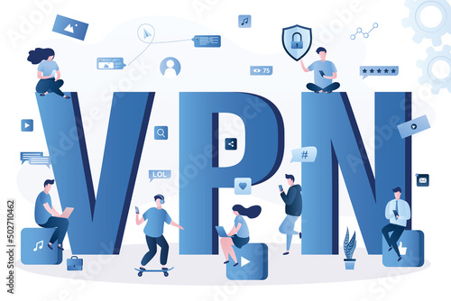 Global communication. Various people use VPN services to bypass blocking and bans. Programs for free use of Internet, messengers and social networks. Characters uses smart gadgets.