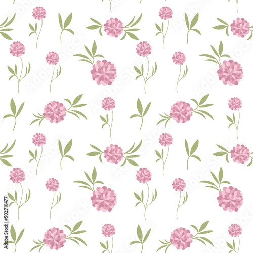Seamless pattern with pink peony flowers