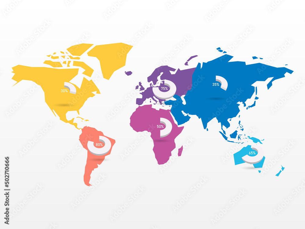 Obraz premium World map and continents infographics