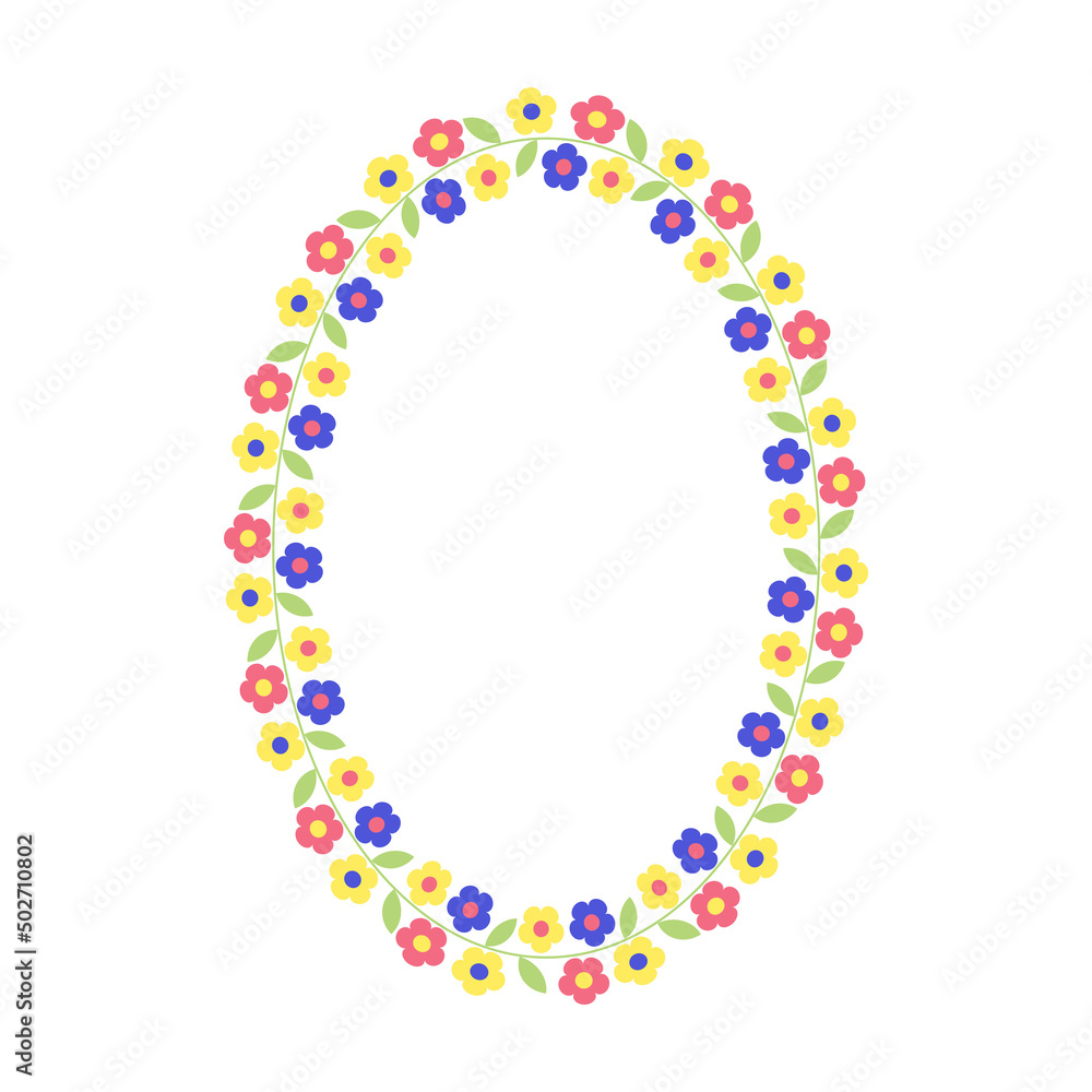 Oval floral frame. Flower wreath border. For greeting card, wedding , Mother's Day, birthday card, invitation. Vector .