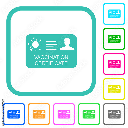 Vaccination certificate vivid colored flat icons