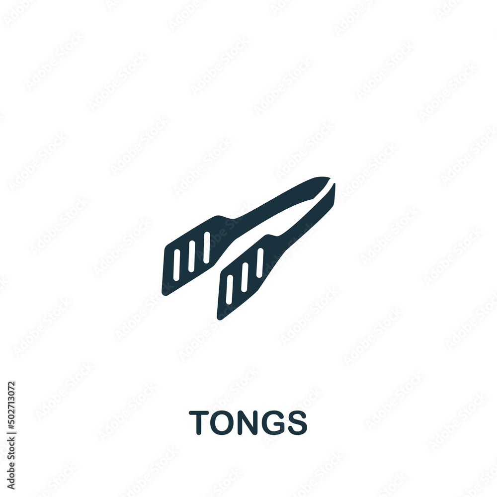 Tongs Lettering Tongs icon. Monochrome simple Cooking icon for templates, web design ...