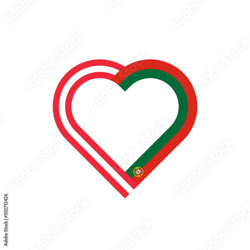 unity concept. heart ribbon icon of austria and portugal flags. vector illustration isolated on white background