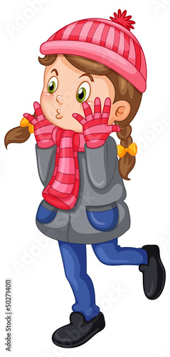 Cute girl in winter outfit cartoon