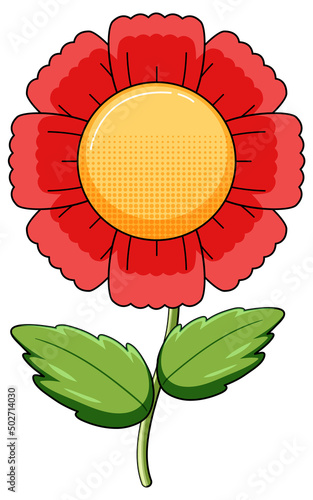 Red flower with green leaves