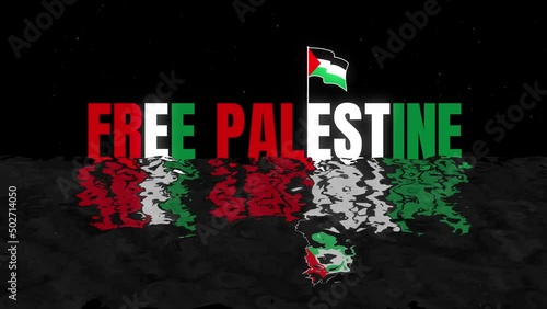 Free Palestine Flag Text Intro and Outro motion graphic template with ocean wave and black stars burst particle background.
4k Free Palestine 2d animation.