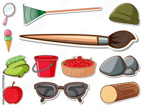 Sticker set of mixed daily objects