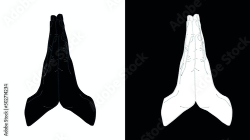 Pay respect
Put your hands together
Press the hands together at the chest or forehead in sign of respect
Put in salute
Black and white pattern