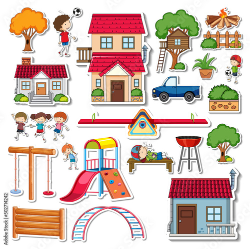 Sticker pack of playground objects