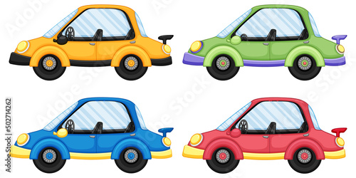 Set of different cars in cartoon style