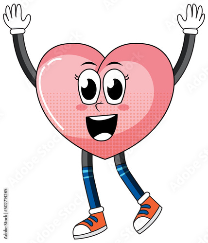 Heart cartoon character on white background