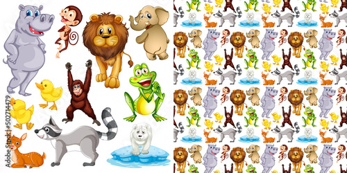 Cute animals cartoon set on white background