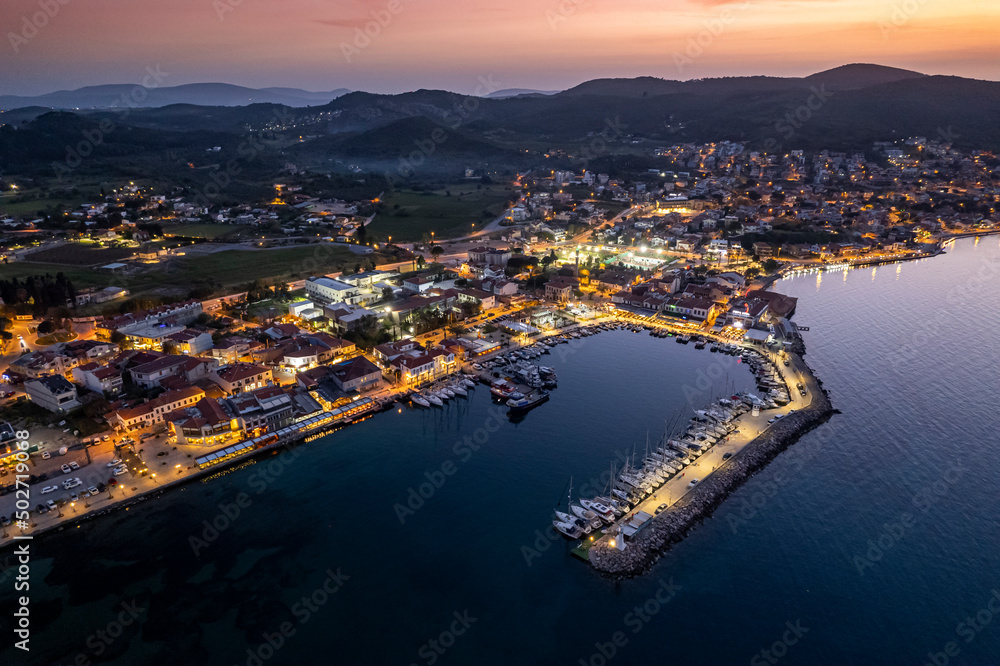 Drone shot in beautiful Urla, Izmir - the third largest city in Turkey. Aerial view