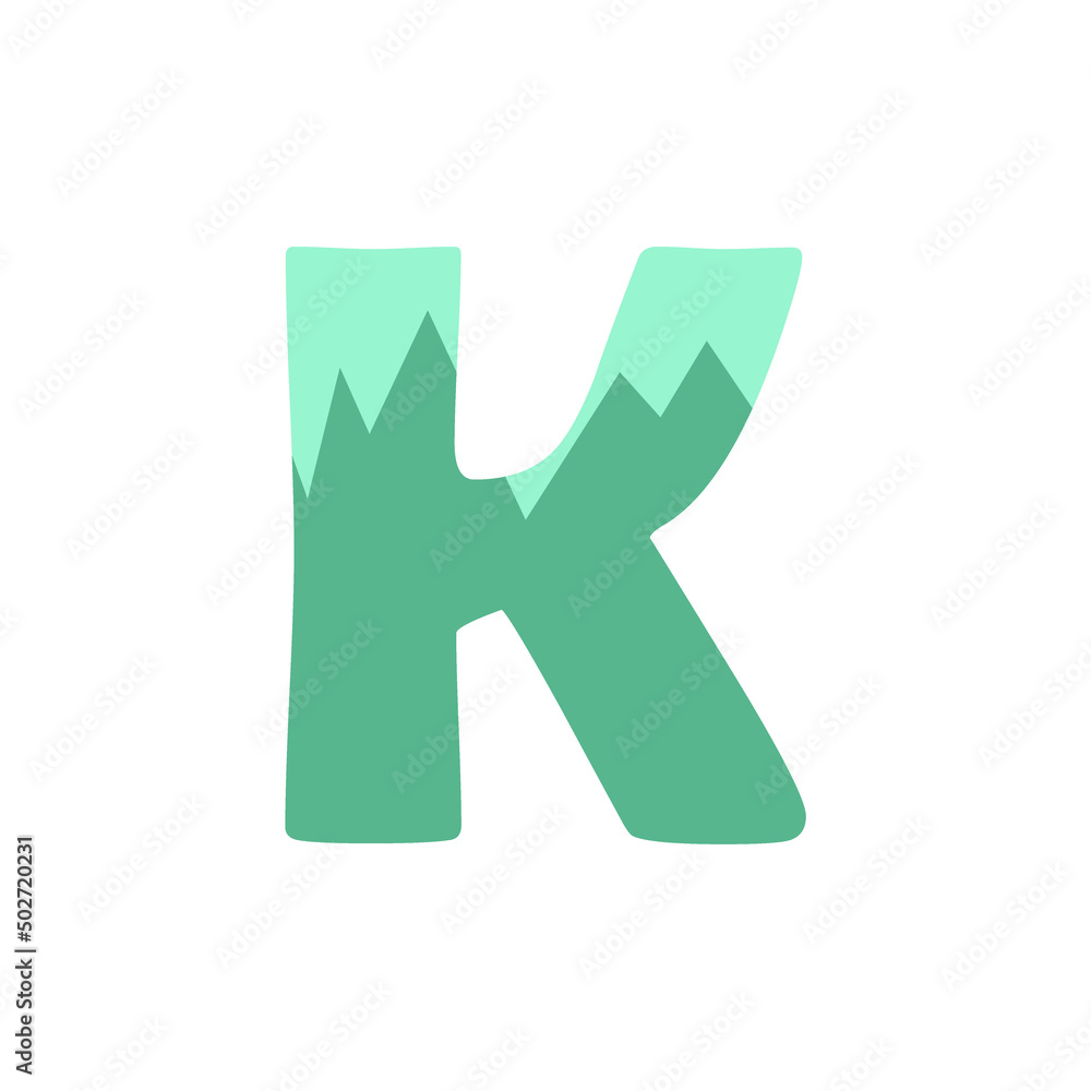 The letter K on a white background. Icon, button, graphic, illustration, web, symbol, graphic resources.