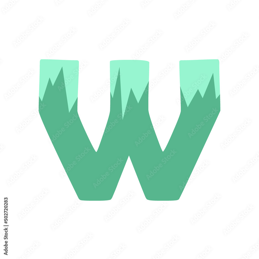 The letter W on a white background. Icon, button, graphic, illustration, web, symbol, graphic resources.