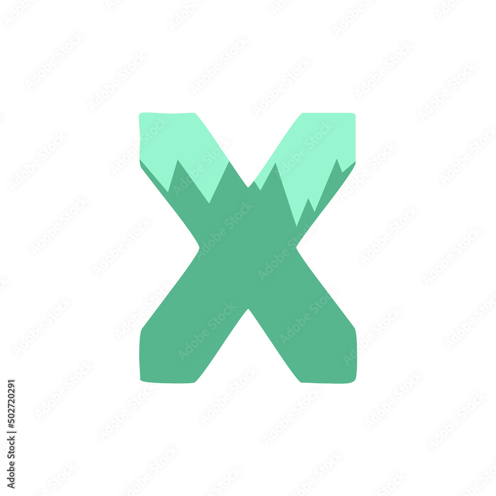 The letter X on a white background. Icon, button, graphic, illustration, web, symbol, graphic resources.
