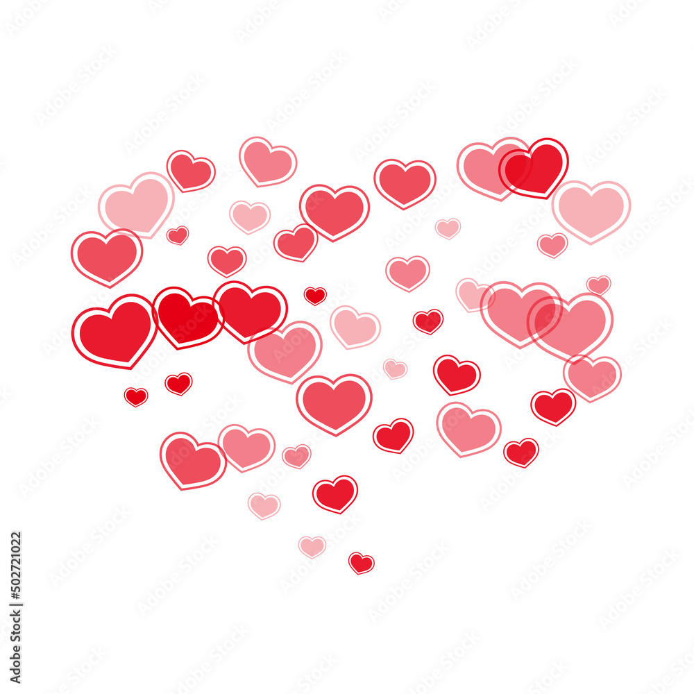 Beautiful red hearts falling vector illustration.