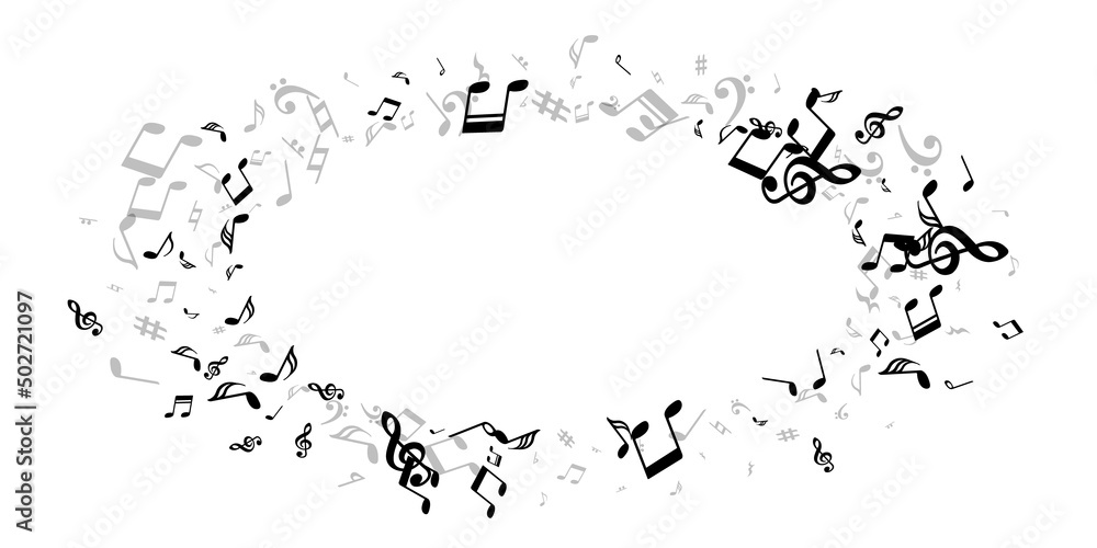 Obraz premium Music notes cartoon vector pattern. Melody