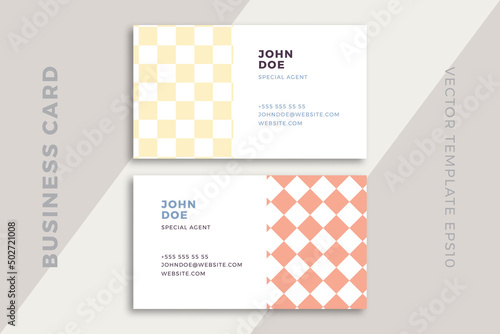 Trendy abstract business card templates with artistic geometric pattern. Modern corporate stationery id layout. Clean and simple vector editable background with sample text. EPS10