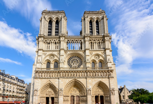 Facade of Notre-Dame de Paris cathedral, France