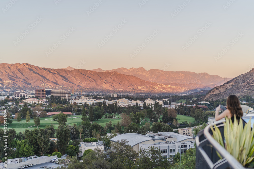 View of Angeles National Forest from Universal studios Hollywood At Los angeles California USA.