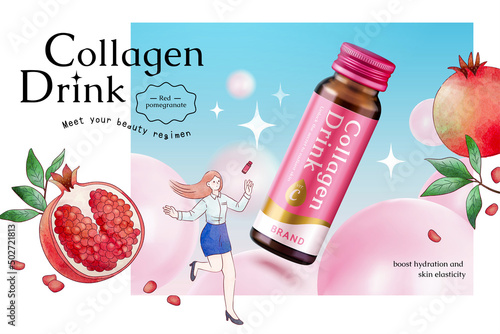 Creative collagen drink ad template