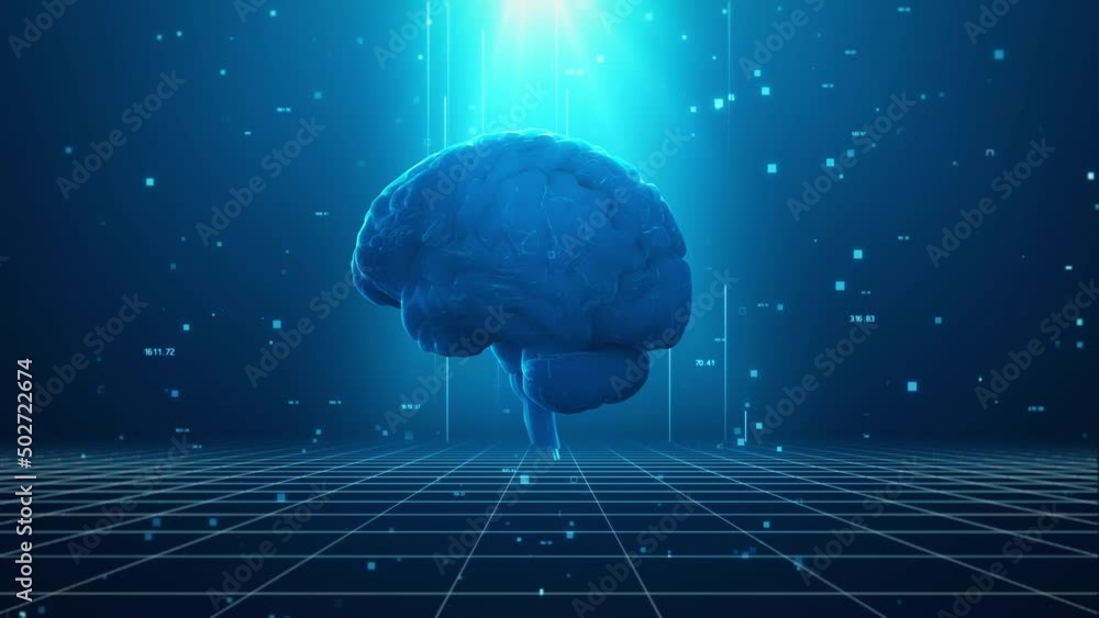 Brain Digital Technology Background Loop. This work is brain and grid ...