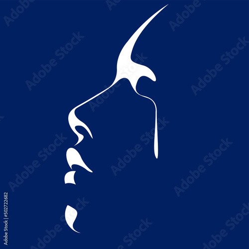 vector illustration of a female light and shadow face with tears flowing down her cheeks. victim of violence, domestic violence, abuse, harassment. stop violence against women. social poster, print.