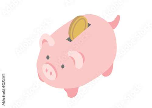 アイソメトリック＿豚の貯金箱