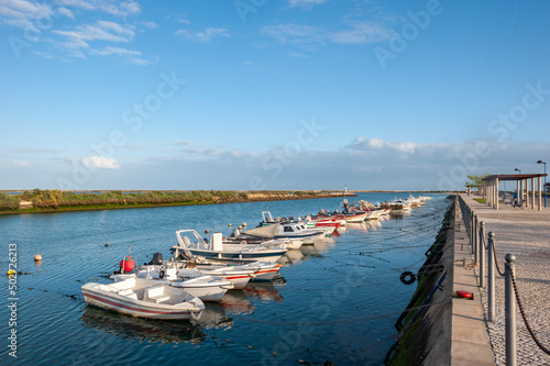 Boats at the mooring in front of Fuseta in the Algarve