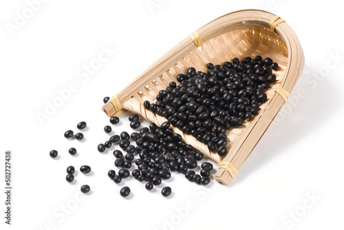 raw black soya bean isolated on white background.