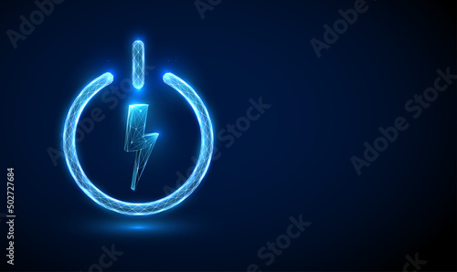 Abstract blue lightning in the power button.