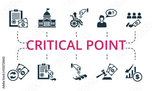 Critical Point set icon. Editable icons critical point theme such as unemployment, state, compensation and more.