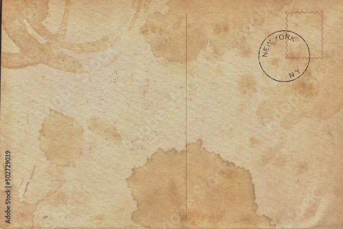 Backside of old postcard dirty stain