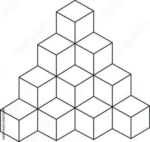 abstract 3d cubes Stacked in layers with white background