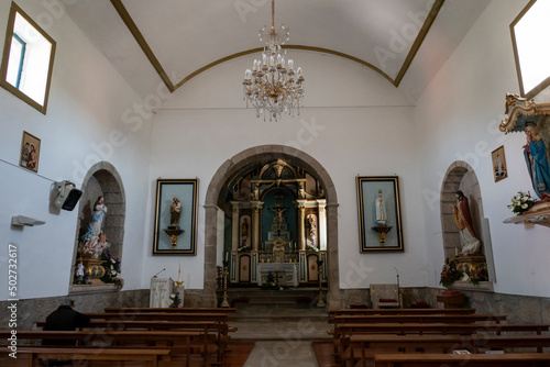 Interior e altar da da Igreja de Santa Maria Madalena em Vilas Boas, trás os montes em Portugal photo