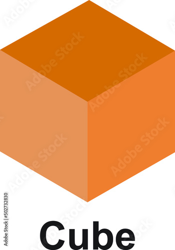 3d cube orange color. illustration of a box. with white background